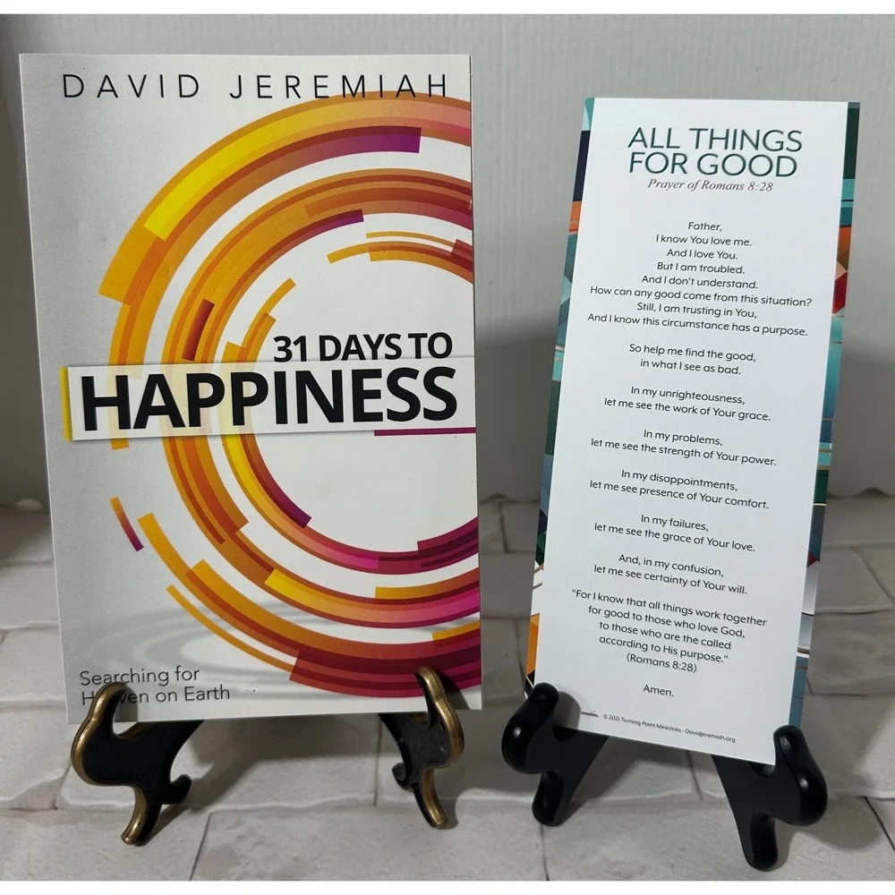 David Jeremiah 31 Days‎ to Happiness Paperback Book and Bonus Bookmark
